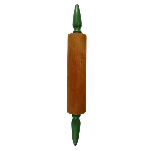 Wood Rolling Pin With Green Handles