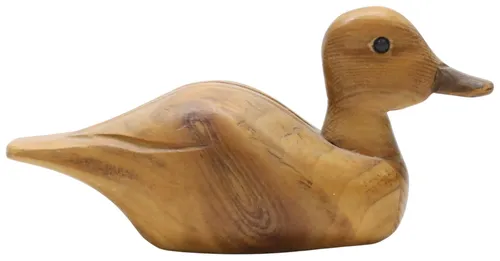 Carved Wood Duck Decoy With Glass Eyes