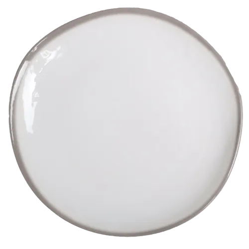 White Melamine Irregular Shaped Plate With Grey Trim