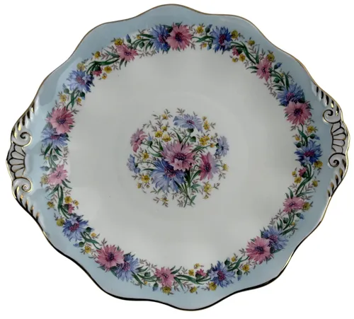 Blue & Pink Bone China Cornflower Serving Platter 