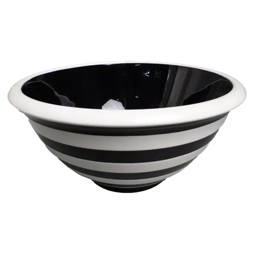 Thick Walled Black & White Stripe Mixing Bowl - Large