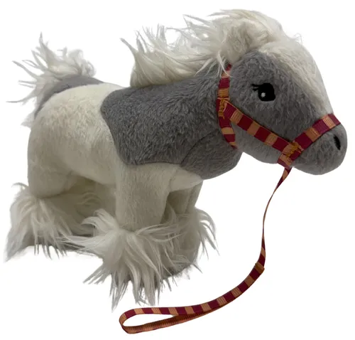 Grey & White Stuffed Pony Plush