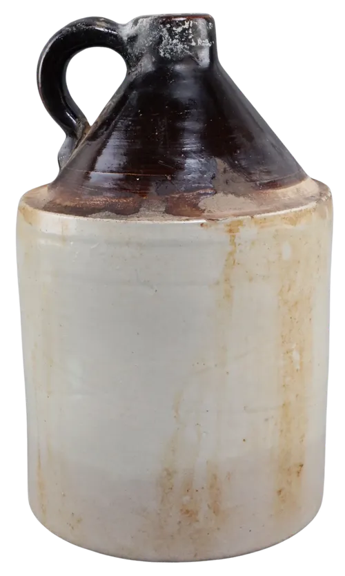 Antique Brown & Natural Stoneware Crock Jug
