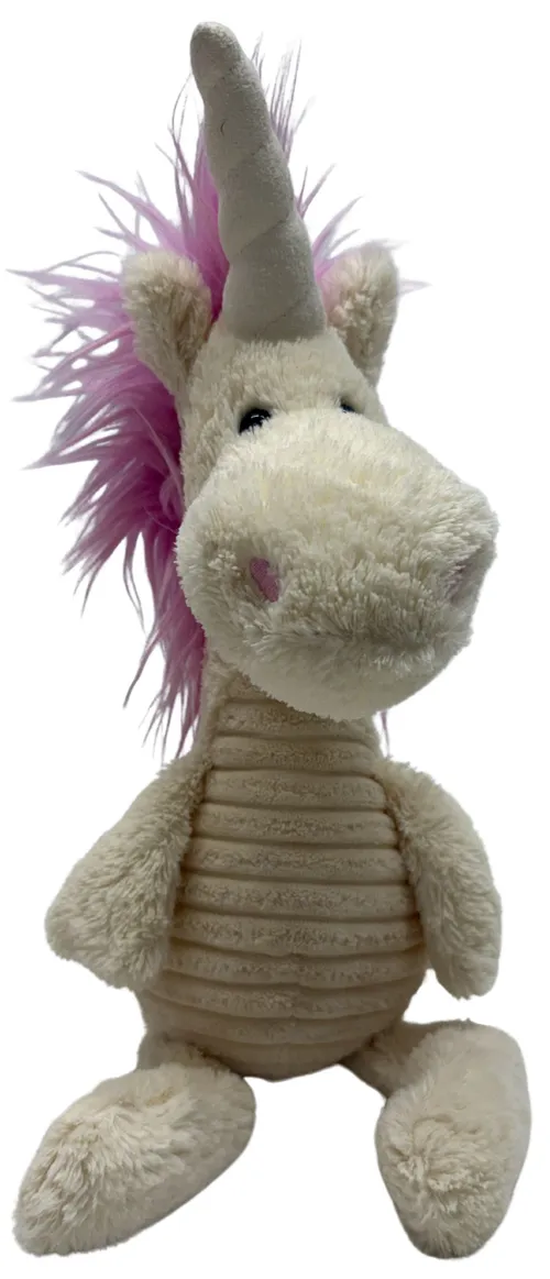 Cream Stuffed Unicorn With Pink Hair Plush