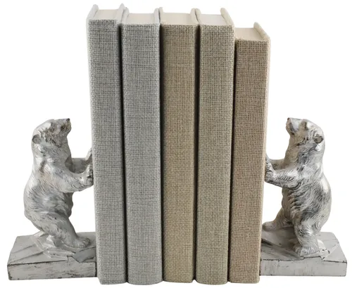 Silver Metal Bear Bookend Set