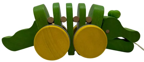 Green & Yellow Wood Crocodile Pull Along Toy