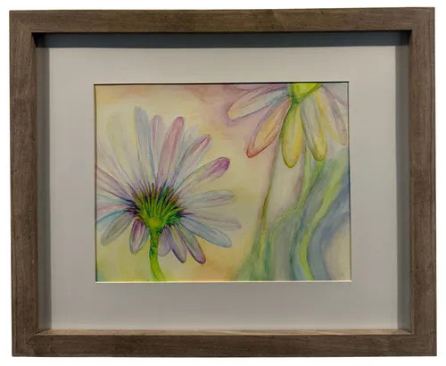 Pastel Daisies In Wood Frame