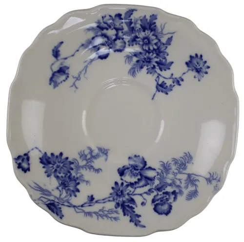 White With Blue Flowers Saucer