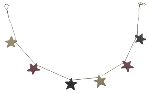 Felted Wool Pastel Coloured Star Garland