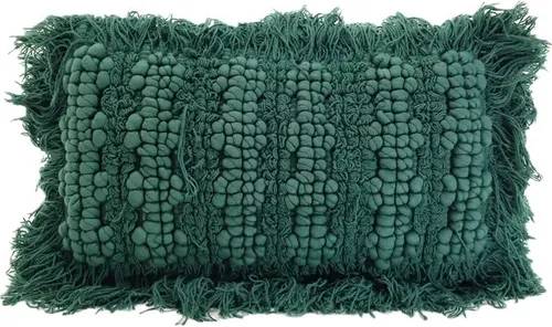 Hunter Green Pebbles & Fringe Throw Pillow