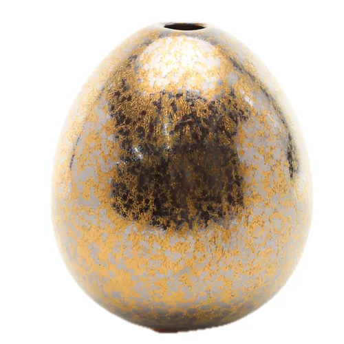 Metallic Teal Golden Egg Ceramic Vase