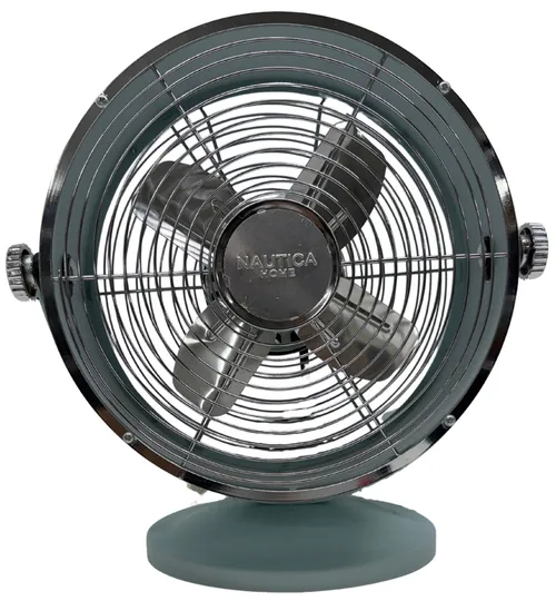 Powder Blue & Chrome Electric Fan