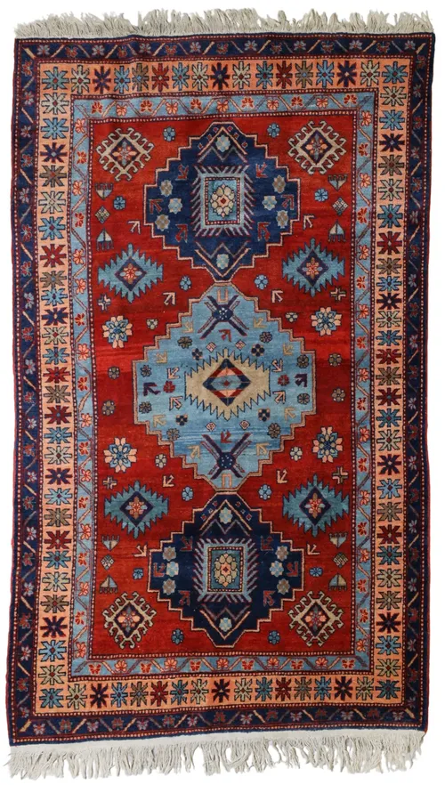 Deep Red Persian Area Rug 4'3