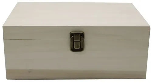 Natural Wood Box With Clasp & Lid 