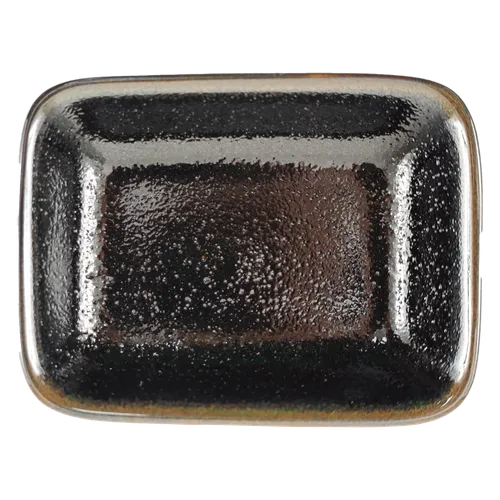 Dark Brown Pitted Ceramic Sushi Sauce Dish