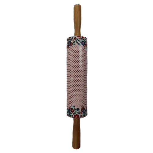 Country Heart Ceramic Rolling Pin With Wood Handles
