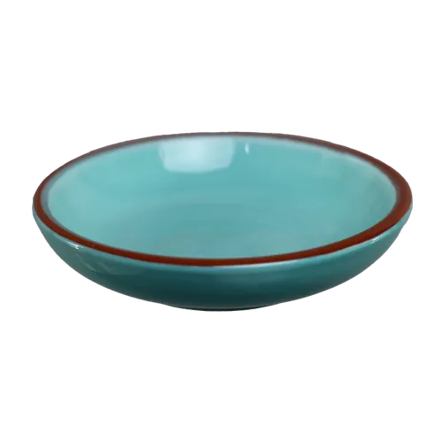 Turquoise With Terracotta Rim Pinch Bowl