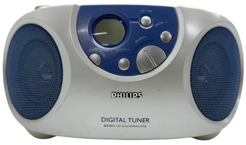 White & Blue Portable CD Boombox