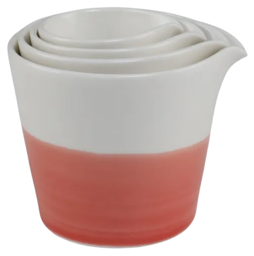 4 Piece White & Pastel Ceramic Nesting Measuring Cups