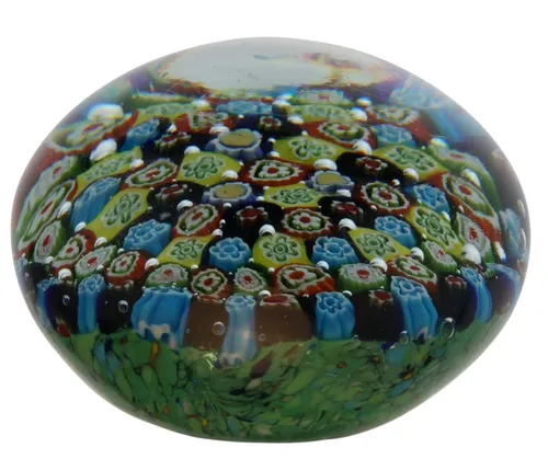Blown Glass Paperweight With Multicolour Millefiori Pattern