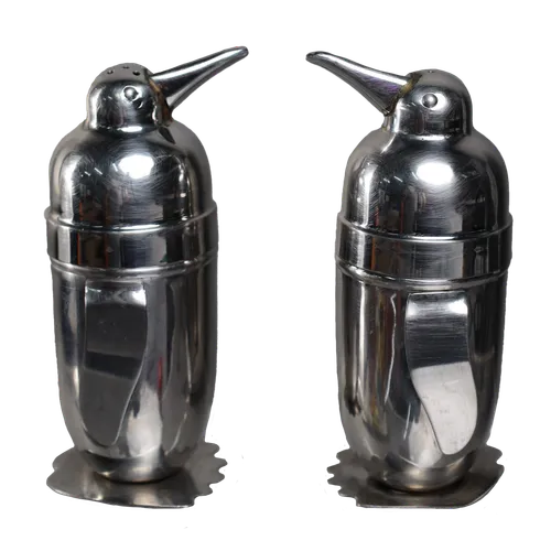 Chrome Penguin Salt & Pepper Shaker Set