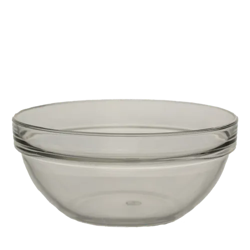 Clear Glass Mixing Bowl With Ribbed Thick Lip