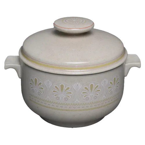 Beige & Yellow Sunny Day Pattern Ceramic Round Casserole Dish With Lid