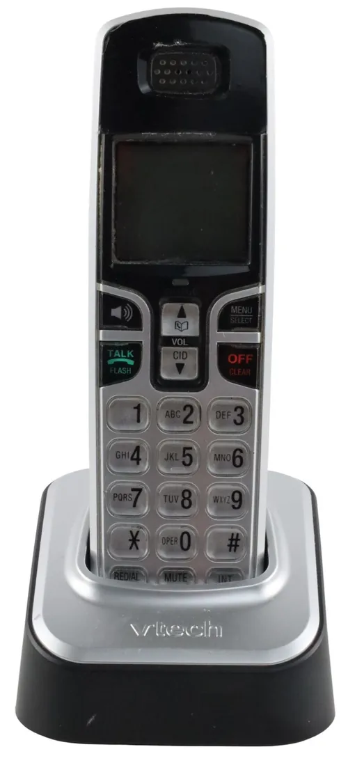 Black & Silver Cordless Phone With Clear Buttons