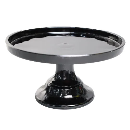 Gloss Black Glass Cake Stand - Medium