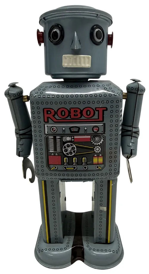 Tin Windup Gun Metal Grey Robot