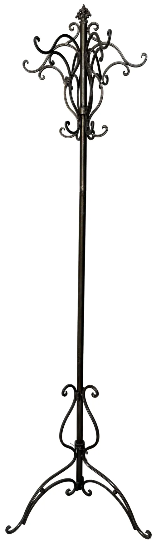 Silver Metal Ornate Standing Coat Rack