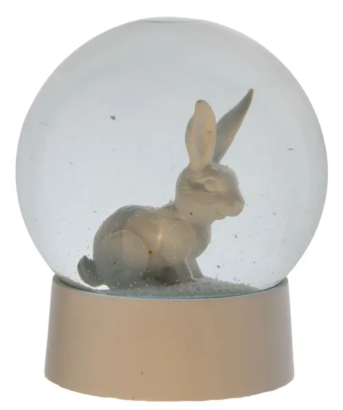 Snow Globe With White Rabbit & White Base