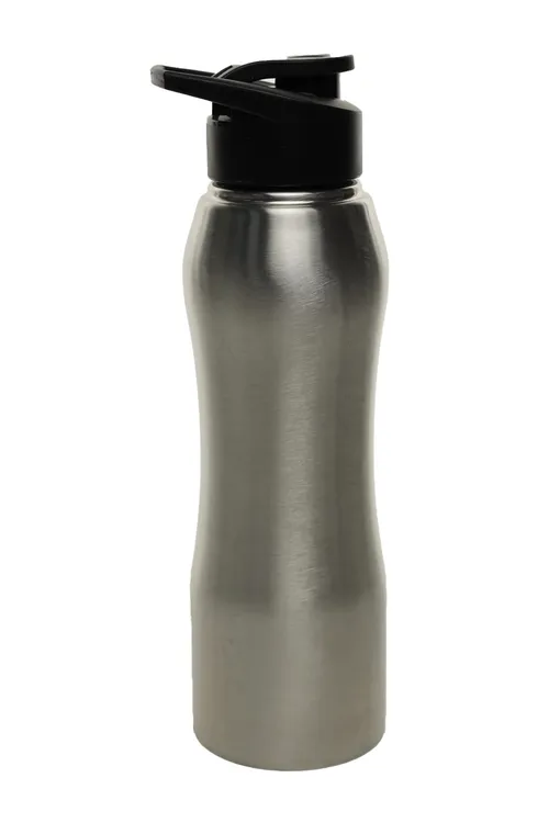 Brushed Silver Metal Water Bottle