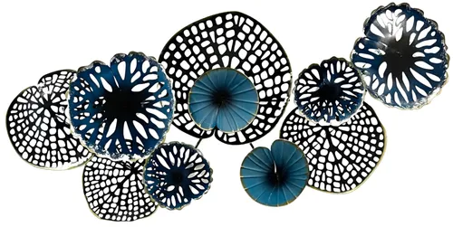Blue Metal Leaf Wall Sculpture