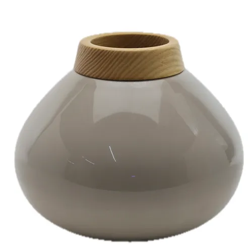 Powder Grey Wood Neck Ceramic Vase