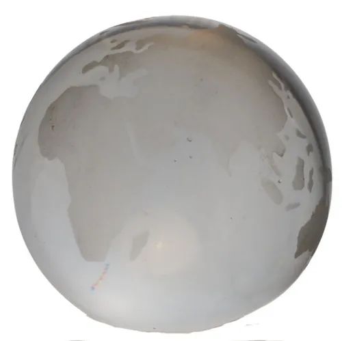 Clear Glass Paperweight Frosted World Globe