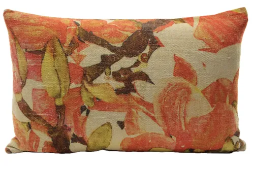 Cream With Orange Flowers Throw Pillow