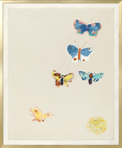 Colourful Butterflies On Paper With Gold Frame - Large