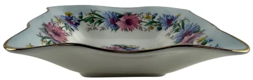Blue & Pink Cornflower Bone China Candy Dish