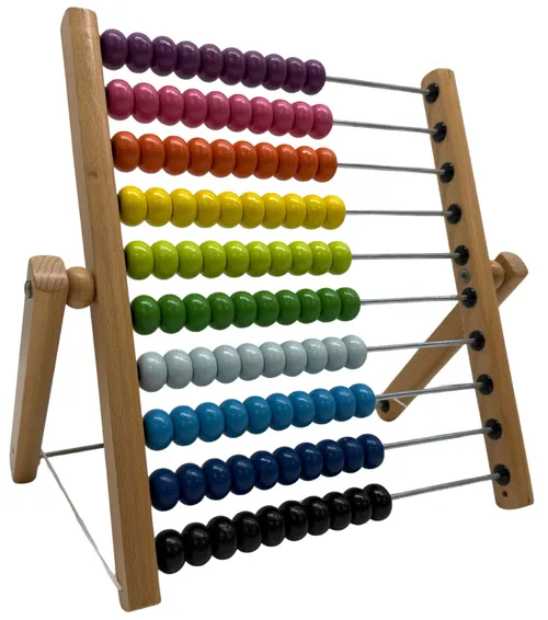 Educational Wood Abacus With Rainbow Colour Beads