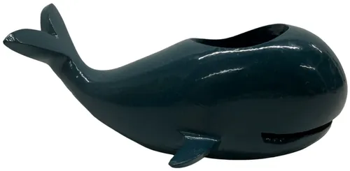 Blue Metal Enamel Whale Tealight Candle Holder