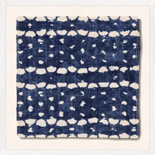 Blue Indigo Abstract On Textile With White Frame