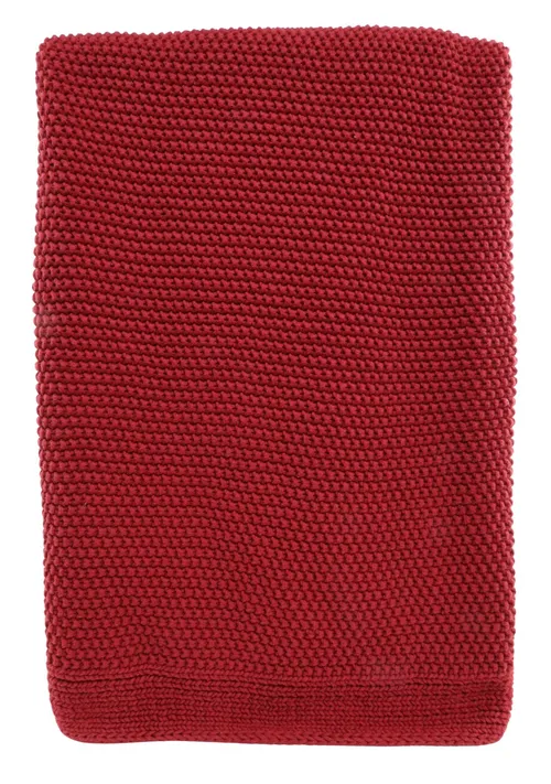 Red Cable Knit Throw Blanket