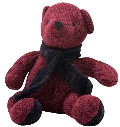 Burgundy Bear With Scarf Stuffed Animal