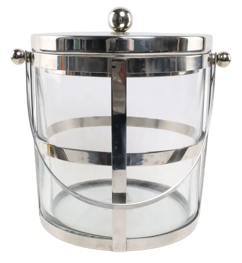 Glass Ice Bucket With Metal Lid
