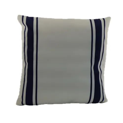 Solid White With Six Navy Blue Stripes Throw Pillow