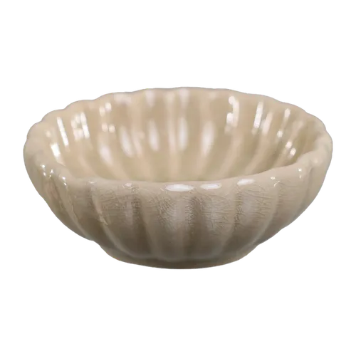 Brown Wheat Rolled Scallop Pinch Bowl