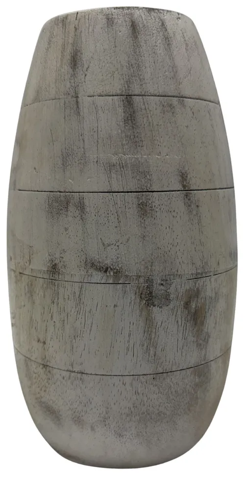 Whitewash Wood Banded Vase - Small