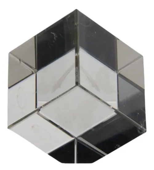 Crystal Cube Paperweight With Woman On Moon