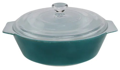 Turquoise Pyrex Round Baking Dish With Lid
